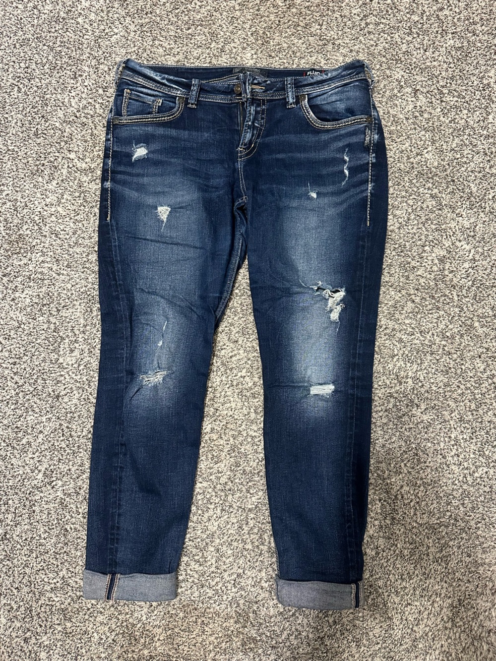 Women’s Skinny Distressed Jeans - Dark Blue